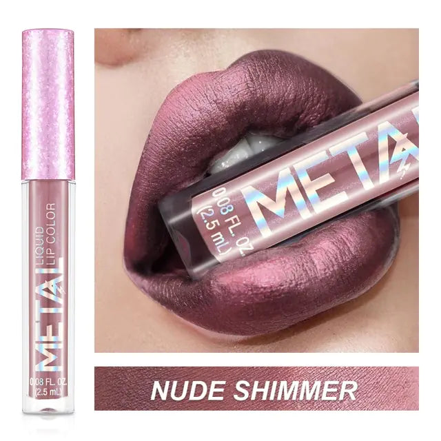 Pearlescent Metallic Color Liquid Lipstick Lip Gloss